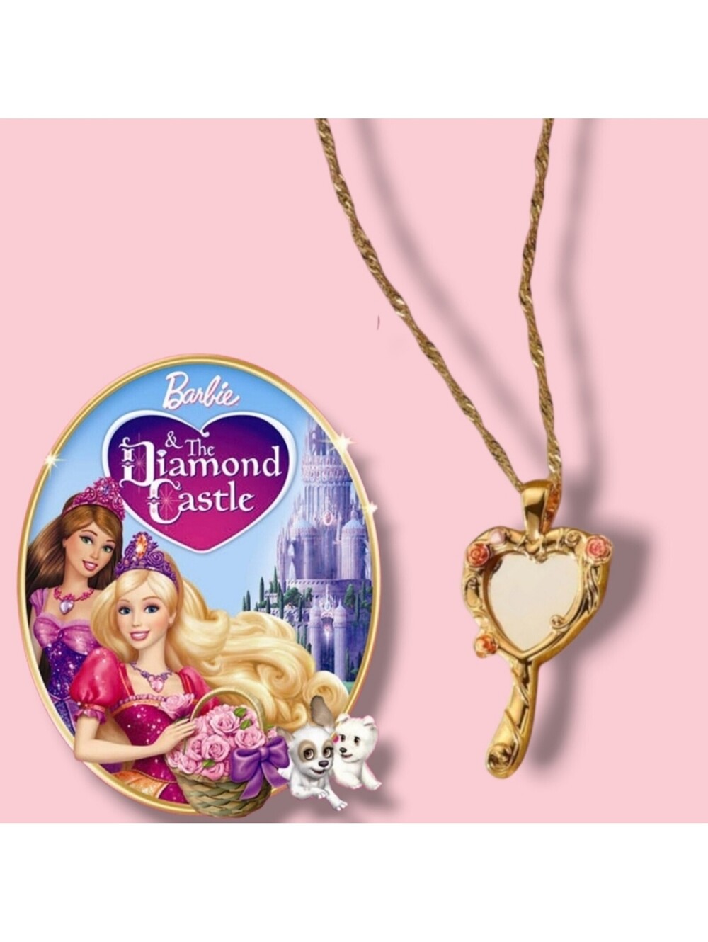 Barbie & The Diamond Castle Magic Mirror Rose Gold Necklace New